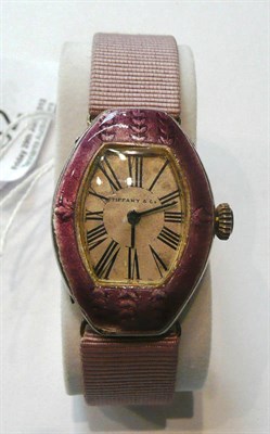Lot 62 - Tiffany silver and enamel watch