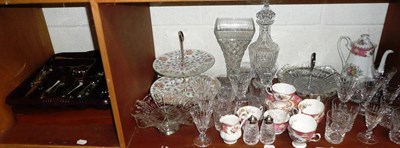 Lot 124 - Royal Albert coffee set, Waterford crystal decanter and glassware, Mintons cake stand, moulded...