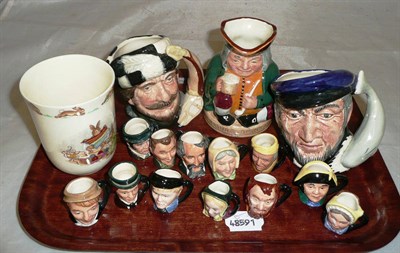 Lot 169 - Royal Doulton character jugs, miniature character jugs etc