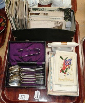 Lot 175 - Collection of assorted postcards, sweetheart cards, souvenir china and silver teaspoons