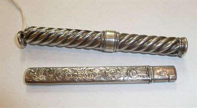 Lot 182 - A silver propelling pencil and a silver fruit knife