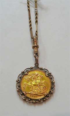 Lot 202 - A 1914 full sovereign mounted as a pendant on a fancy link guard chain