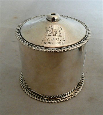 Lot 224 - A silver string box, inscribed