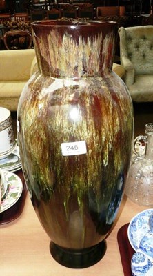 Lot 245 - A Linthorpe Pottery vase, shape 168, brown, green and white running glaze, marks Linthorpe 168,...