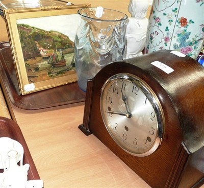 Lot 275 - Two Whitefriars bowls, a vase, a Westminster chiming mantel clock, two Concord pictures and two...