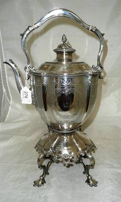 Lot 278 - A large electroplated kettle on stand