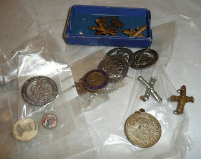 Lot 319 - Four silver regimental badges, other badges etc