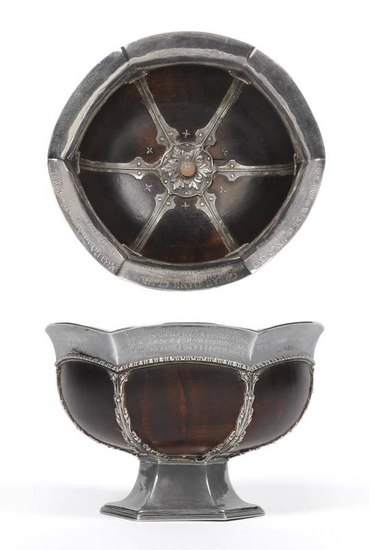 Lot 686 - An Arts & Crafts Silver-Mounted Maplewood Mazer Bowl, by Omar Ramsden, London 1925, of...