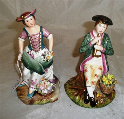 Lot 333 - Two Royal Crown Derby figures 'The Fruit Seller' and 'The Flower Seller' with boxes and...