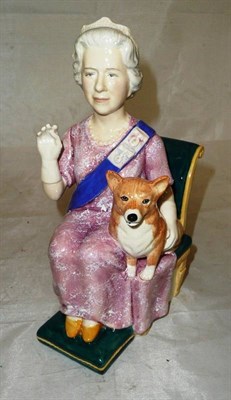 Lot 343 - Peggy Davies ceramics character jug 'Queen Elizabeth II Jubilee Year 40 Years'