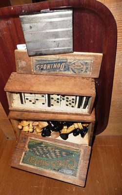 Lot 359 - Set of dominoes, some chess pieces and a cigarette case