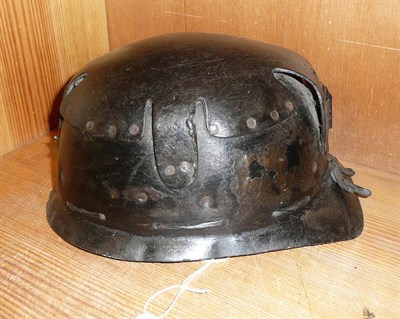 Lot 361 - Leather mounted minor's helmet