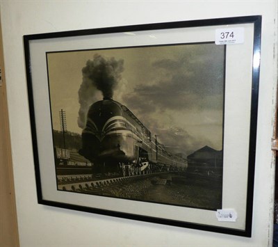 Lot 374 - Black and white framed photo The Coronation Scot