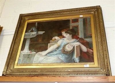 Lot 456 - Oil painting of two girls in an interior - possibly after Edwin Long