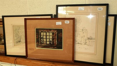 Lot 466 - Frederick (Fred) Lawson, three pencil drawings 'Coverham Abbey', 'Coverham' and 'Nappa', and a...