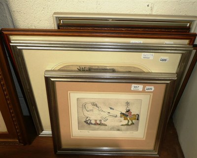 Lot 467 - George Sparkes print 'Boats', another by Gail C Lodge, a robin by Fuller, R R Alexander watercolour