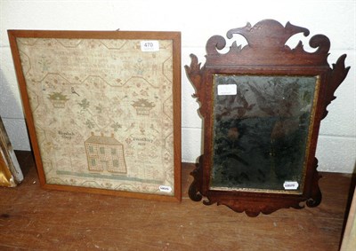 Lot 470 - A sampler dated 1822 and a mirror