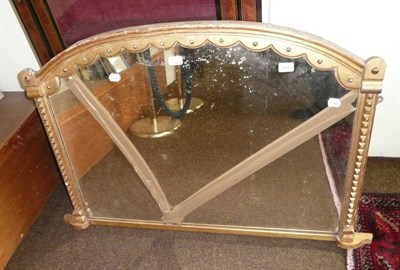 Lot 498 - Gilded over-mantel mirror, glass cracked (a.f.)