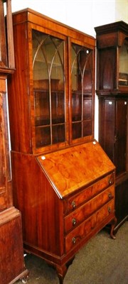 Lot 520 - Walnut bureau bookcase