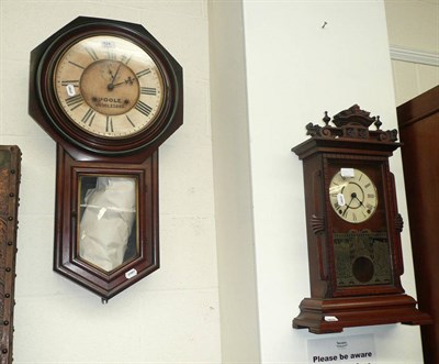 Lot 524 - Drop dial wall clock, mounted clock (2)