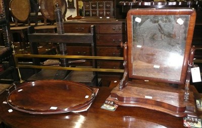 Lot 564 - Victorian mahogany toilet mirror and a mahogany gallery tray (2)