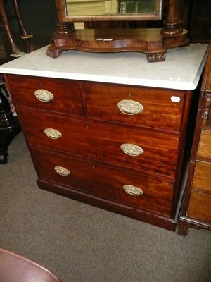 Lot 580 - A Victorian mahogany three height chest with marble top stamped "Johnstone & Jeans, London"