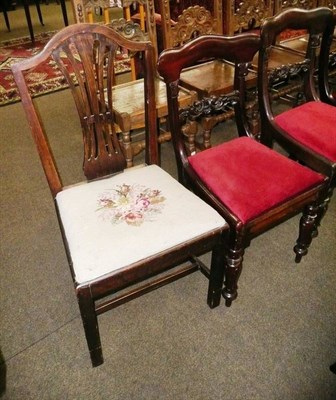 Lot 606 - Set of Victorian mahogany chairs and an oak chair (5)