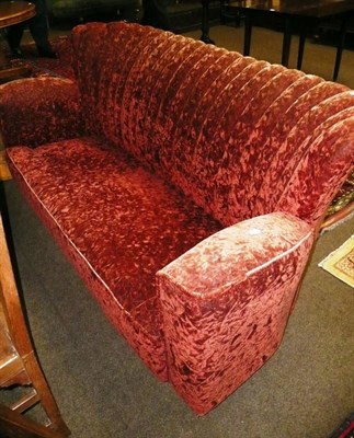 Lot 608 - Circa 1930s cloud back velour sofa