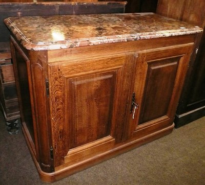 Lot 631 - French oak two cupboard with marble top (a.f.)