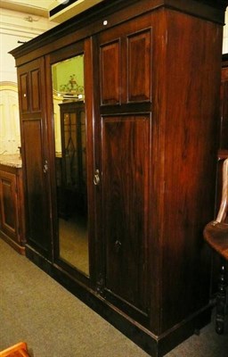 Lot 632 - An Edwardian mahogany triple wardrobe