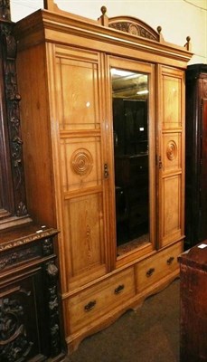 Lot 645 - Victorian ash double wardrobe