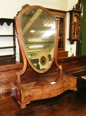 Lot 657 - Edwardian inlaid shield shaped dressing mirror