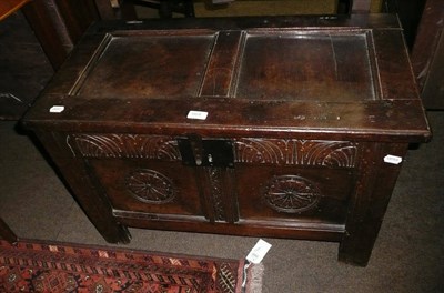 Lot 664 - A small late 18th century carved oak coffer