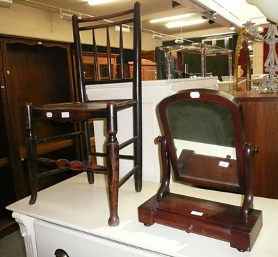 Lot 714 - Small Victorian mahogany dressing mirror and country chair (2)