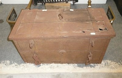 Lot 821 - An iron strong box