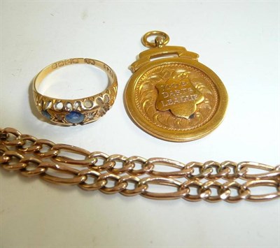 Lot 24 - An 18ct gold engagement ring and a 9ct gold shield medallion