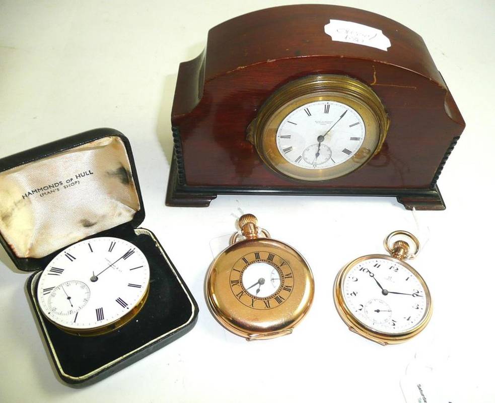 Lot 31 - An Edward Ashely mantel timepiece, a gold plated Omega pocket watch, a Collingwood gold plated Half