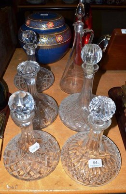 Lot 94 - Five assorted ships decanters and a claret jug