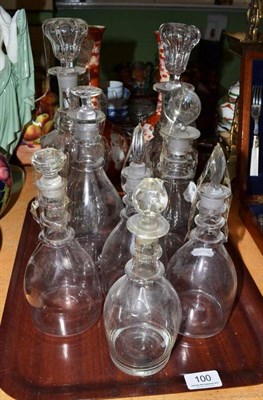 Lot 100 - Tray of ring neck decanters