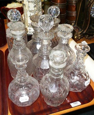 Lot 106 - Two pairs of decanters and five others (tray)