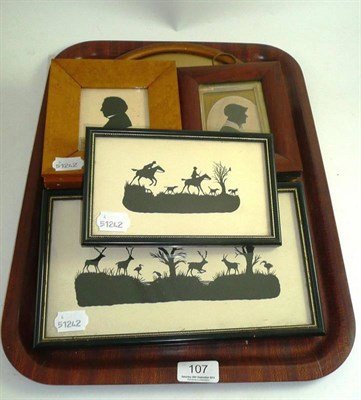 Lot 107 - Small collection of silhouettes and a pastel portrait of a woman