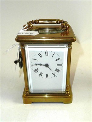 Lot 120 - French brass carriage clock and key