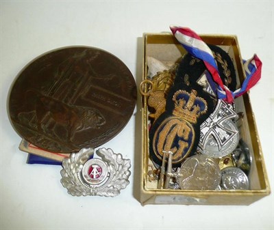 Lot 128 - A World War I medal group to 28218 Pte R Dixon, W York R, death plaque etc