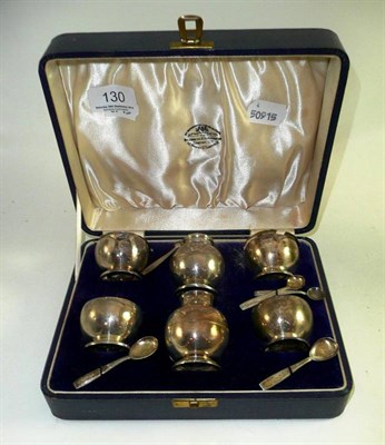 Lot 130 - Cased six piece silver cruet set