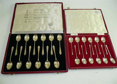 Lot 137 - Two sets of twelve silver coffee spoons