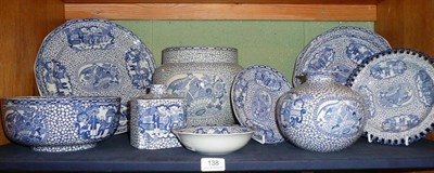 Lot 138 - A collection of blue and white Adam pottery (14 pieces)