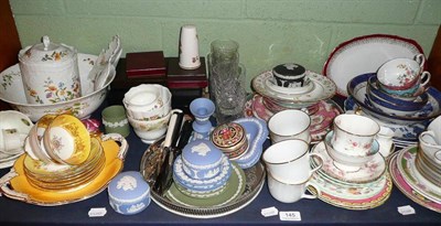 Lot 145 - Wedgwood Jasperware, Minton Haddon Hall, Aynsley Var-l-ete pattern, decorative ceramics, plated...