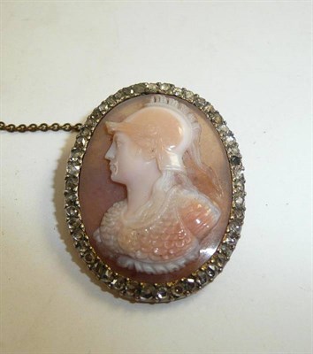 Lot 162 - A diamond set cameo brooch (a.f.)