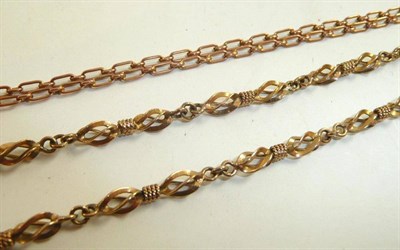 Lot 186 - A 9ct gold fancy link chain, and another chain