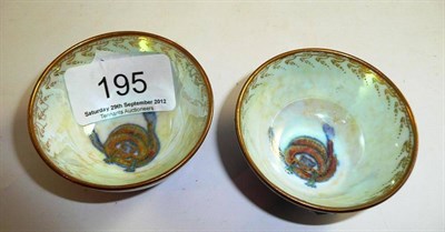 Lot 195 - Two Wedgwood ordinary lustre footed bowls No.Z4829, 5.5 cm (one with a hairline crack)